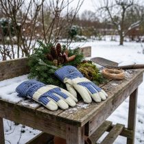 Artikel Kixx Winterhandschuhe aus Vollschweineleder und Baumwolle Grösse 10 Blau Beige für Gartenarbeit
