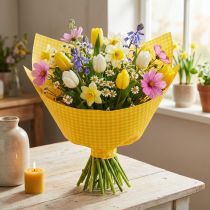 Artikel Manschettenpapier Seidenpapier Gelb Kariert 25cm x 100m – Für Blumen und Geschenkverpackung