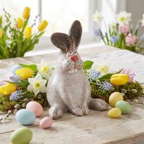 Artikel Keramik Osterhase sitzend Braun Weiss 13x12x18 cm