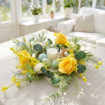 Artikel Künstlicher Blumenkranz mit gelben Ranunkeln und weissen Astern, Ø 42 cm