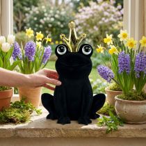 Artikel Dekofrosch aus Kunststoff, Schwarz mit Goldkrone, 40,5 cm