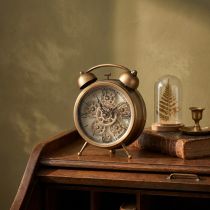 Artikel Steampunk Tischuhr aus Metall und Kunststoff, Bronze, 23x8x29,5cm, mit römischen Zahlen