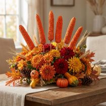 Artikel Getrocknete Maiskolben am Stiel Orange ca. 50–55cm 20 Stück für Herbstdeko und Gestecke