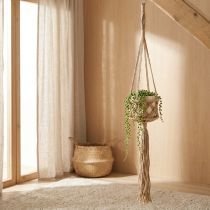 Artikel Makramee Blumenampel Hängend Baumwolle Beige Braun Ø12cm H79cm Innenbereich