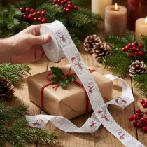 Artikel Geschenkband Polyester Weihnachten Schneemann-Motiv Rot Weiss 25mm x 15m