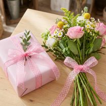 Artikel Geschenkband aus Polyester mit Punktmuster rosa, 1,5 cm x 20 m für Geschenkverpackungen und Dekoration
