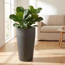 Artikel Bodenvase Kunstoff Pflanzgefäss Anthrazit mit Rillen Ø28cm H46,5cm