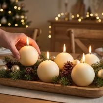 Artikel Kugelkerzen aus Wachs Creme 60 mm, 16er Set, für Weihnachtsdekoration