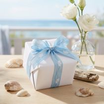 Artikel Geschenkband maritim mit Schiffchen aus Polyester 25 mm Hellblau 20 m