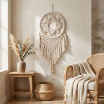 Artikel Makramee Traumfänger Wandbehang Creme 29×72cm Handgefertigt aus Baumwolle