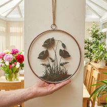 Artikel Wanddeko Ring Metall Ø30,5 cm Rosé Türkis mit Blumenmotiv