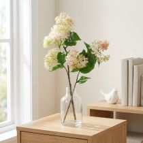 Artikel Künstlicher Flieder-Hollunderzweig aus Kunststoff und Metall, H 77 cm, Grün-Weiss-Rosa