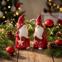Artikel Weihnachtsmann Figuren Keramik Rot Weiss H13,5cm 2 Stück