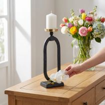 Artikel Kerzenhalter Schwarz Gold Gusseisen Ø10,5cm H46cm