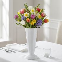 Artikel Einstellvase aus Kunststoff, Weiss, Ø13–20cm, H30–47cm, mit abnehmbarem Fuss