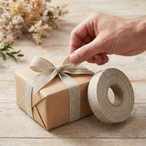 Artikel Dekoband aus Leinen 25 mm x 20 m, Einfarbig für Deko, Basteln und Geschenkverpackung