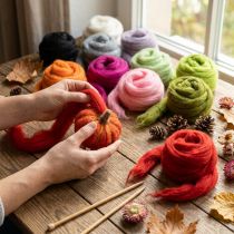 Artikel Filzwolle Wolllunte aus reiner Wolle, 2 m, weiche Textur, verschiedene Farben für Bastel- und Dekoarbeiten