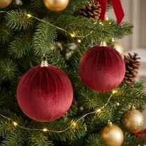 Artikel Weihnachtskugeln Rot Samtoptik 20 cm 3 Stück