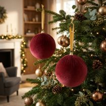 Artikel Weihnachtskugeln Rot Samt 25cm 2er-Set für Innenbereich