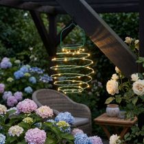 Artikel Solar Gartenleuchte aus Metall und Kunststoff Grün 22 cm mit 25 LEDs Warmweiss