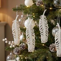 Artikel Christbaumanhänger Deko-Federn Weiss mit Glitter 19 cm 12 Stück