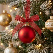 Artikel Organzaband Rot mit Stern-Motiv – Weihnachtsdekoration 10mm x 20m