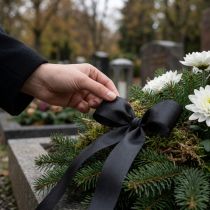Artikel Geschenkband Schwarz aus Polyester 15mm x 50m für Dekorationen und Trauerfloristik