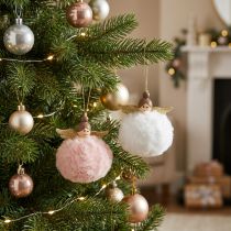 Artikel Christbaumschmuck Weihnachtsengel Rosa und Weiss 8cm 2er-Set aus Kunststoff und Textil