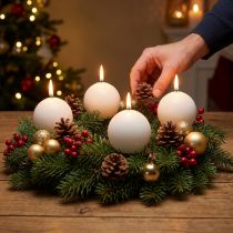 Artikel Weisse Kugelkerzen aus Wachs, Ø60mm, 16er Set für Hochzeits- und Adventsdekoration