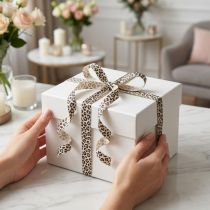 Artikel Geschenkband aus Baumwolle mit Leopardenmuster 10mm 100m für Dekoration und Geschenkverpackung