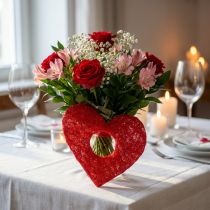 Artikel Sisalherz-Manschette Rot 15 cm – Deko-Herzen aus Sisal für Blumen, 10 Stück