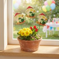 Artikel Dekostecker Holz Frosch mit Fliegenpilz und Blume 6,5cm 18 Stück