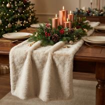 Artikel Tischläufer Kunstfell Beige 15×200cm – Tischband für Winter- und Weihnachtsdeko