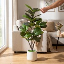 Artikel Künstliche Ficus lyrata 120 cm aus Kunststoff und Textil, grün