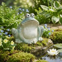 Artikel Keramikfigur Frosch 13 cm grün-weiss, für Innenräume