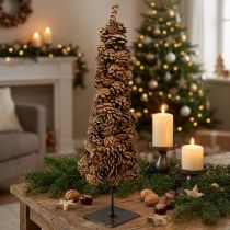 Artikel Zapfenbaum aus Kiefernzapfen 50 cm hoch Naturfarbe mit schwarzem Sockel