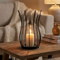 Artikel Windlicht Glas mit Metallgestell Schwarz Ø17cm H27cm