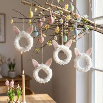 Artikel Dekoring mit Hasenohren aus Filz, Ø13cm, Weiss, 4 Stück – Tür-, Wand- und Fensterdeko