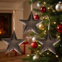 Artikel Christbaumschmuck Metallstern Schwarz Gold Ø15 cm, 3 Stück