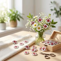 Artikel Holzknöpfe Marienkäfer 1,8 cm Weiss Rot Schwarz 270 Stück