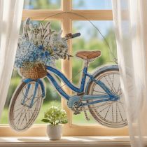 Artikel Dekoschild aus Holz mit Fahrrad-Motiv, Blau, Weiss, 31×25 cm, zum Hängen