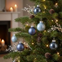 Artikel Mini Weihnachtskugeln aus Glas in Blau, matt und metallic, Ø 4 cm, 24 Stück
