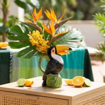 Artikel Keramik Vase Tukan bunt 20x10x24cm für Trockenblumen und Dekoration