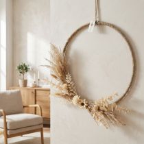 Artikel Dekoring aus Jute mit Metallring 40 cm, 2er Set, Natur und Blau