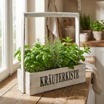 Artikel Vintage Pflanzkasten Holz Kräuterkiste mit Griff 36×12×38cm Weiss Natur