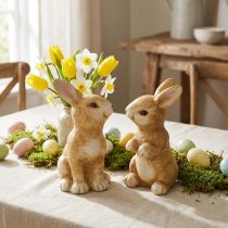 Artikel Keramik Osterhasen sitzend, braun, 15 cm, 2er-Set, Frühling Dekoration