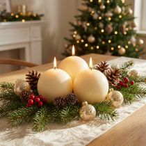Artikel Kugelkerzen aus Wachs Creme 100mm 6er-Set - Weihnachtsdekoration mit langer Brenndauer