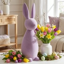 Artikel Dekofigur Osterhase aus Kunststoff, beflockt, 69 cm, flieder