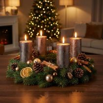 Artikel Durchgefärbte Stumpenkerzen aus Wachs Kupfer Metallic 60x100mm 4er-Set für Adventskranz