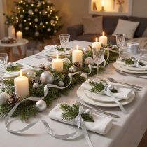 Artikel Schmales Weihnachtsband Lurex Silber 10mm x 50m aus Polyester für Dekoration
